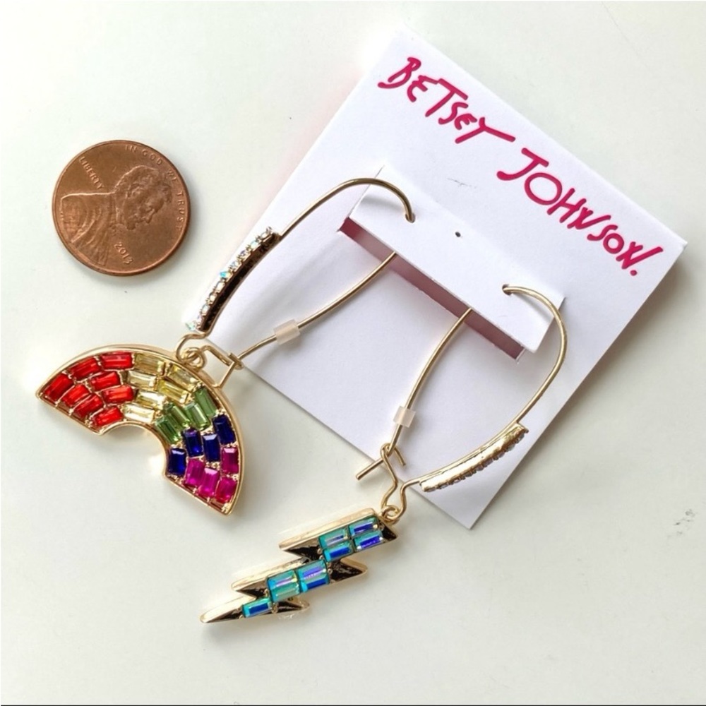 Betsey Johnson Rainbow & Lightning Bolt Earrings NWT - Picture 7 of 13